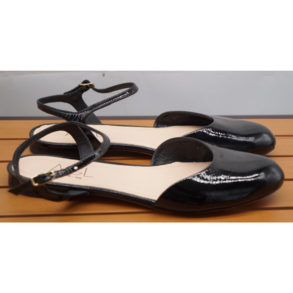 AGL Milly Ankle Strap Slingback Ballet Flats 40 / 9 Black Patent leather $395 - Picture 5 of 10